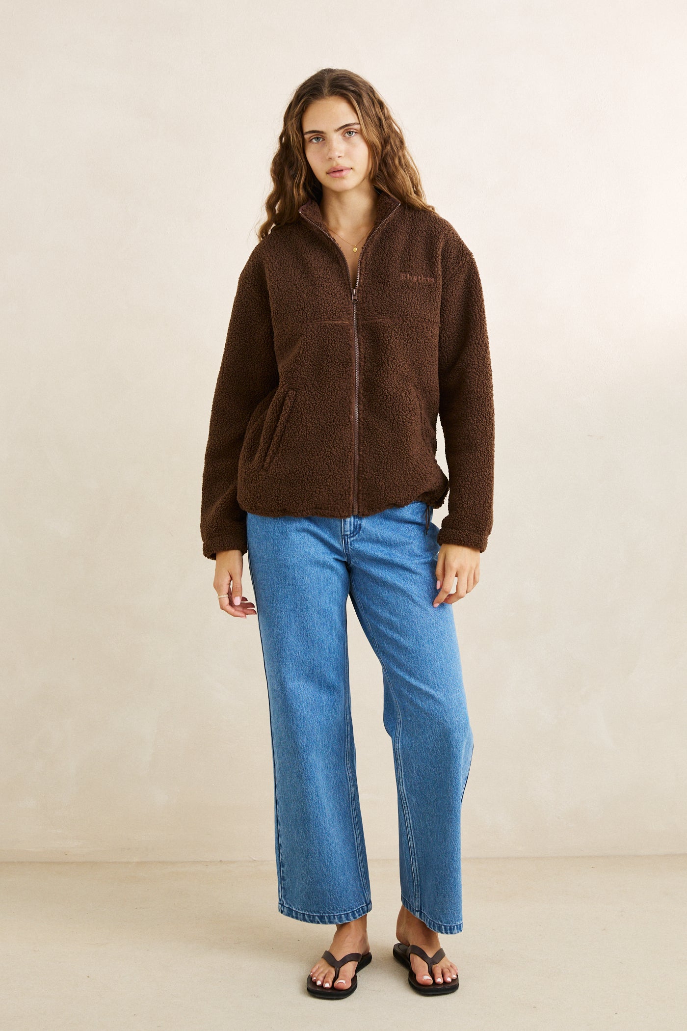 【M】TMT モコモコ Zip Through Sherpa Fleece Chocolate – Rhythm US