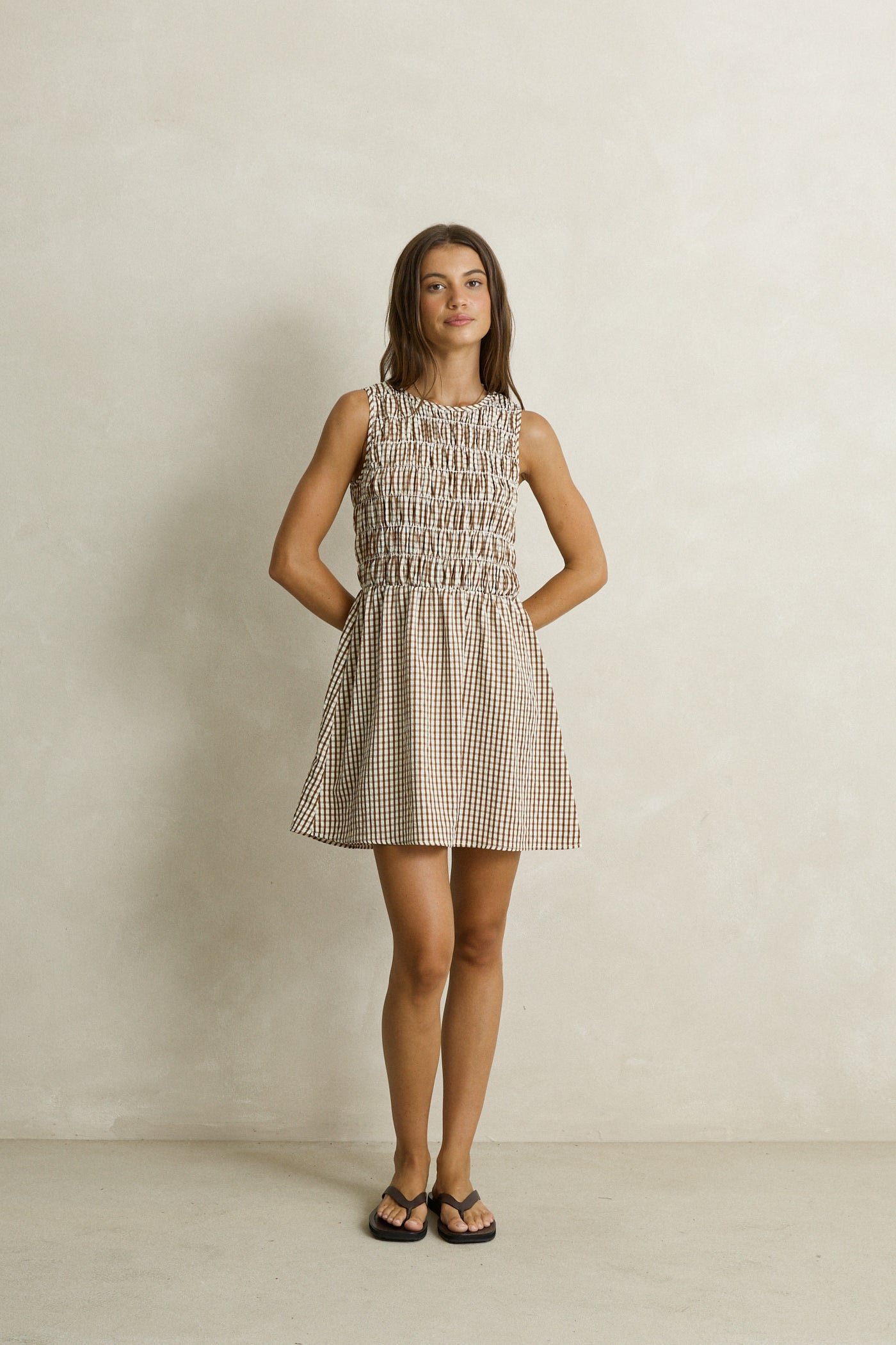 Capri Check Mini Dress Brown S