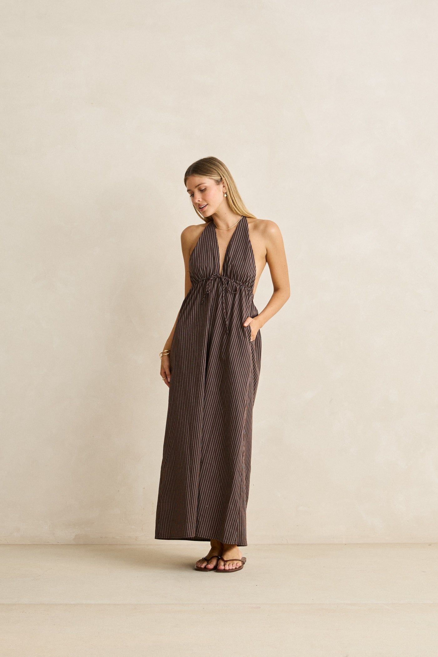 brown striped maxi dress Venita Stripe Chocolate XXL Maxi dresses Voluminous puff Occasion:Spring-Break Vince Camuto Women's Asymmetric Select Jacket & Vest Size:EU46/US36/S