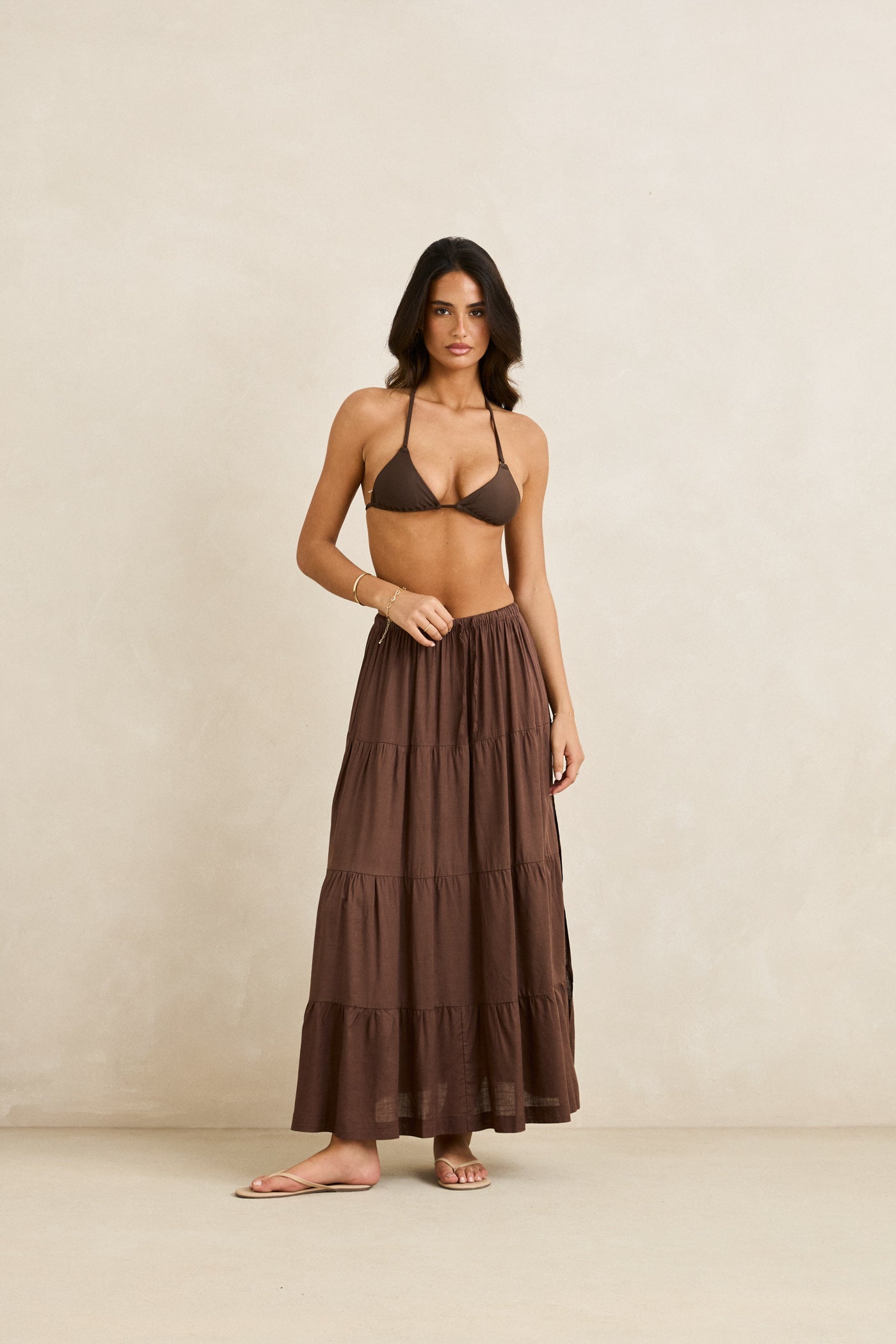 Classic Tiered Maxi Skirt Chocolate – Rhythm US