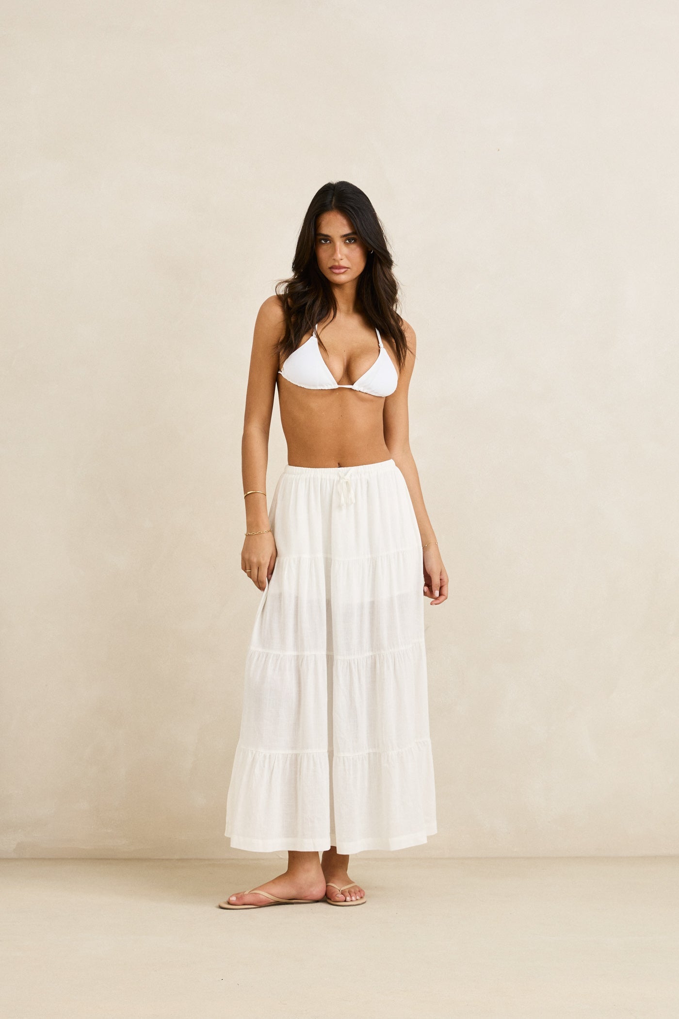 Classic Tiered Maxi Skirt White – Rhythm US