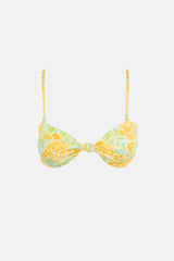 Magnolia Floral Knotted Bandeau Top Fern