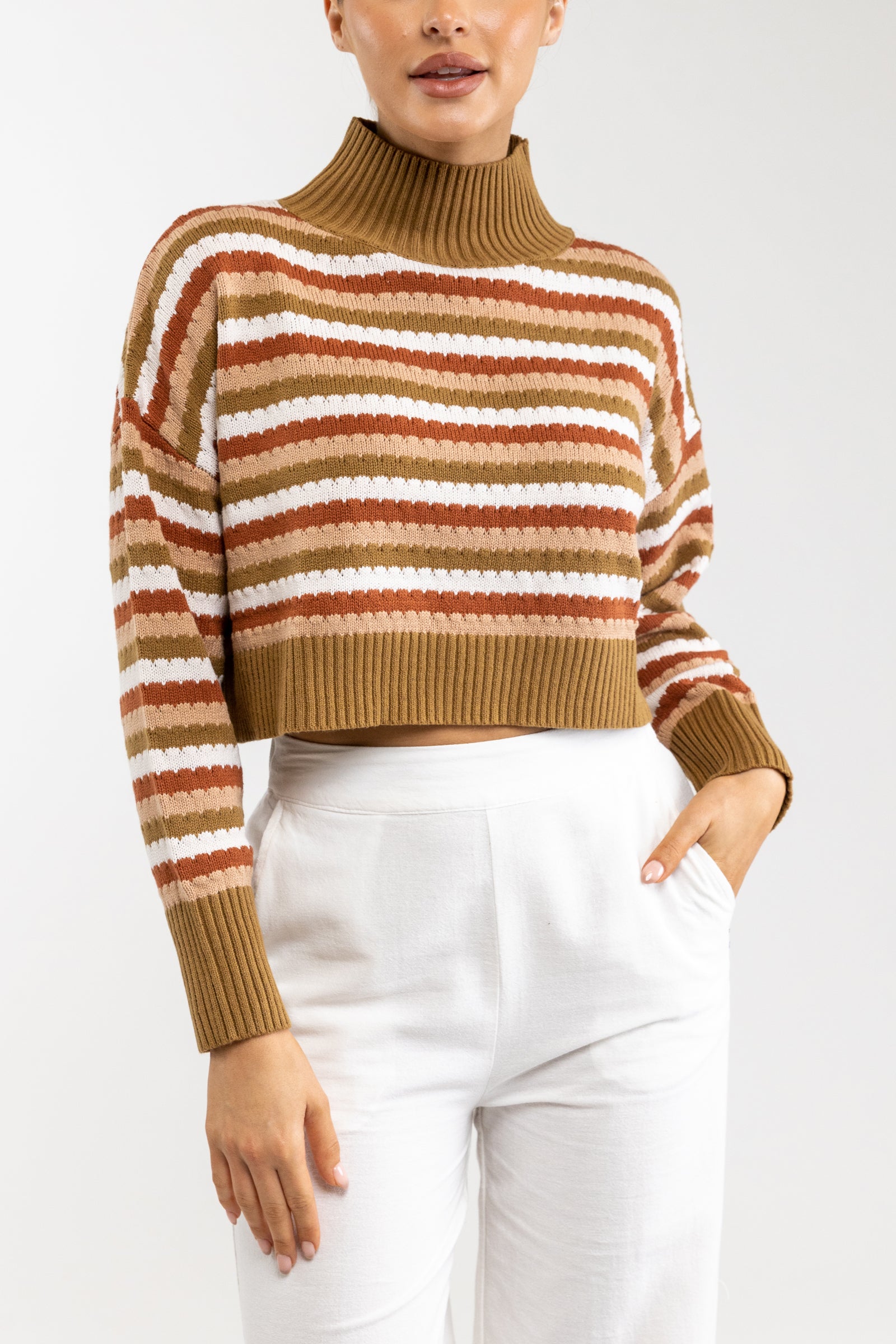 Nakita High Neck Knit Retro Stripe