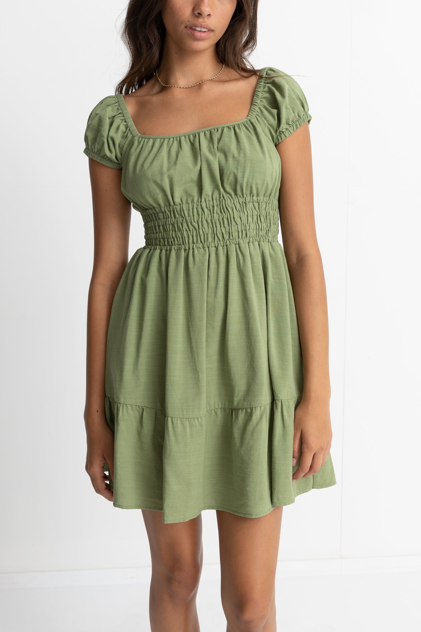 Raya Cap Sleeve Mini Dress Sage