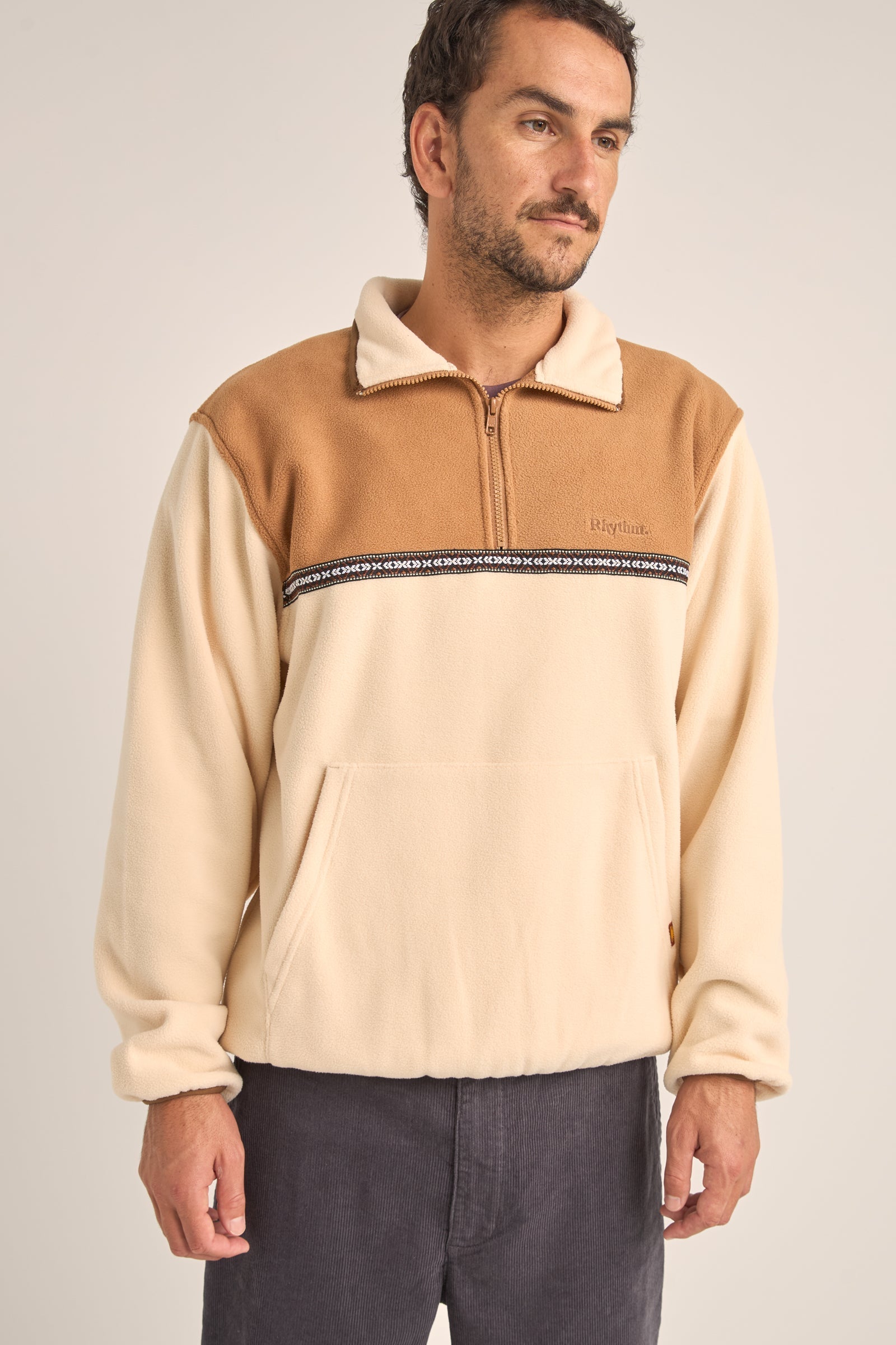 Alder Half Zip Pull Over Latte – Rhythm US Alder Half Zip Pull Over Latte – Rhythm US
