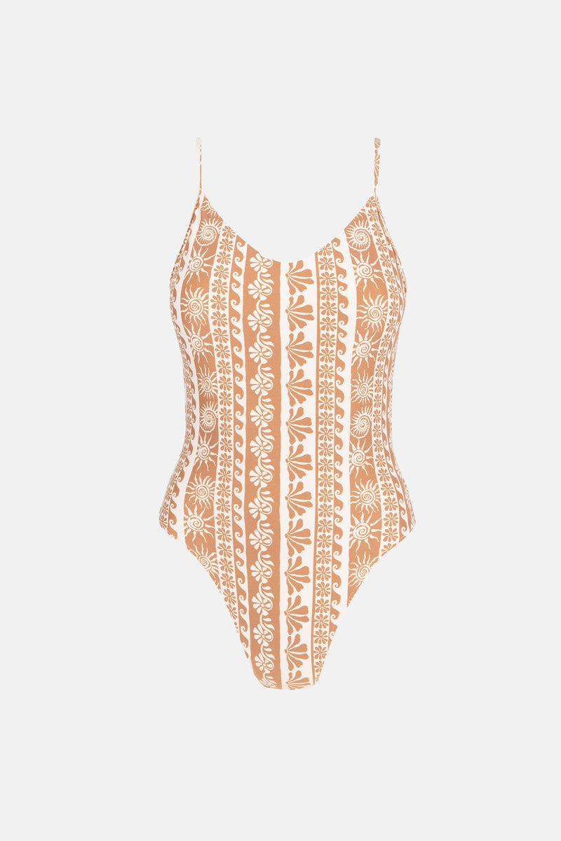 Seafarer Tie Back Minimal One Piece  Brown