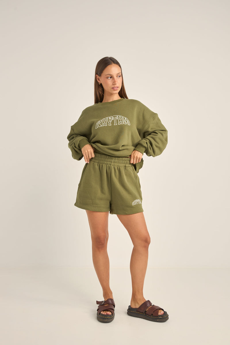 College Fleece Short Olive