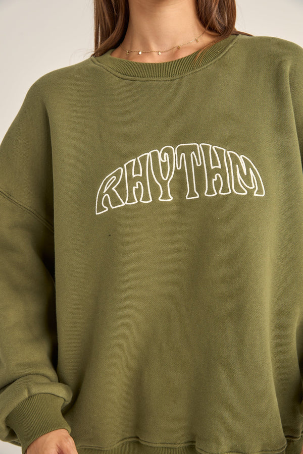 College Crew Neck Fleece Olive