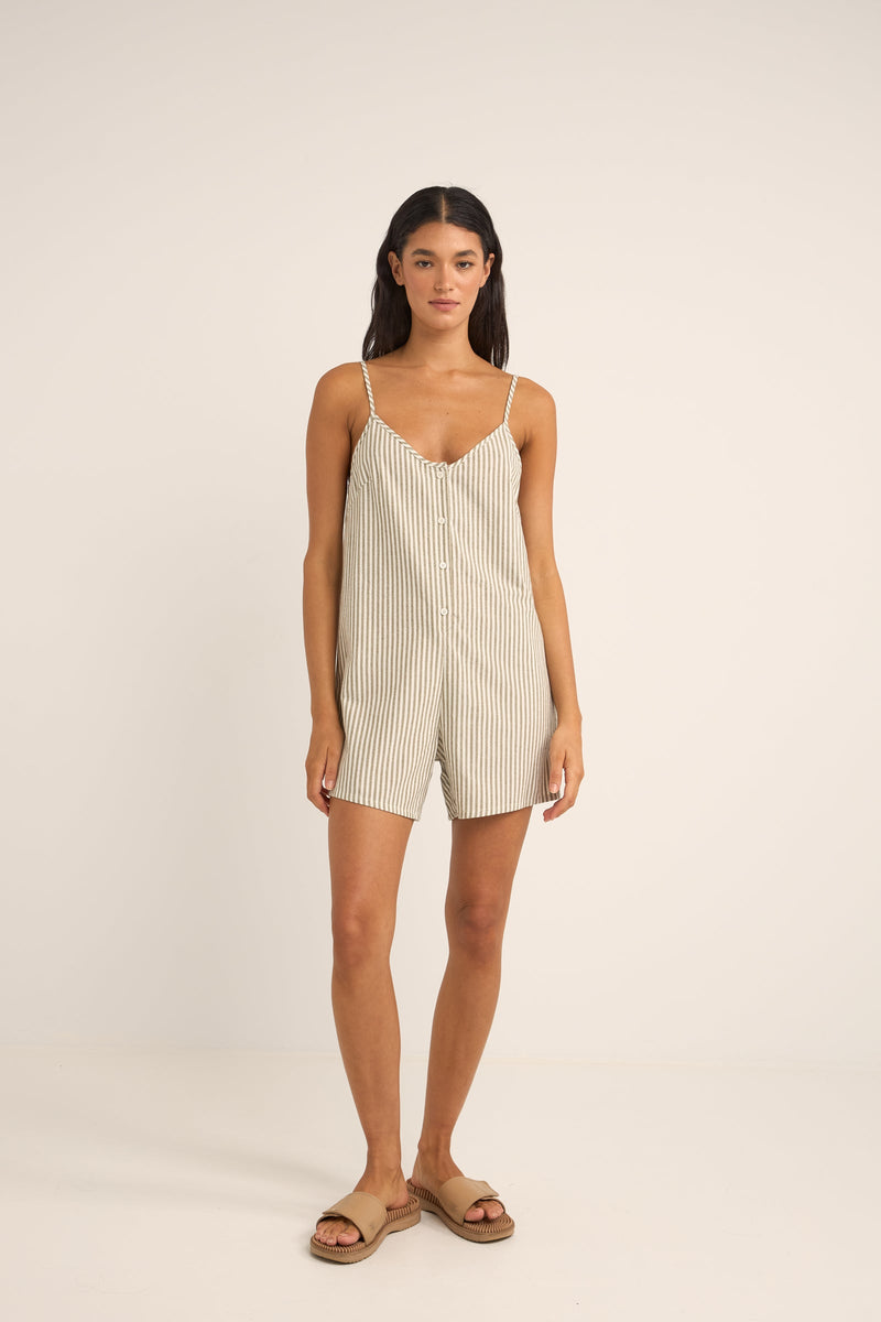 Valley Stripe Adjustable Romper Ivy