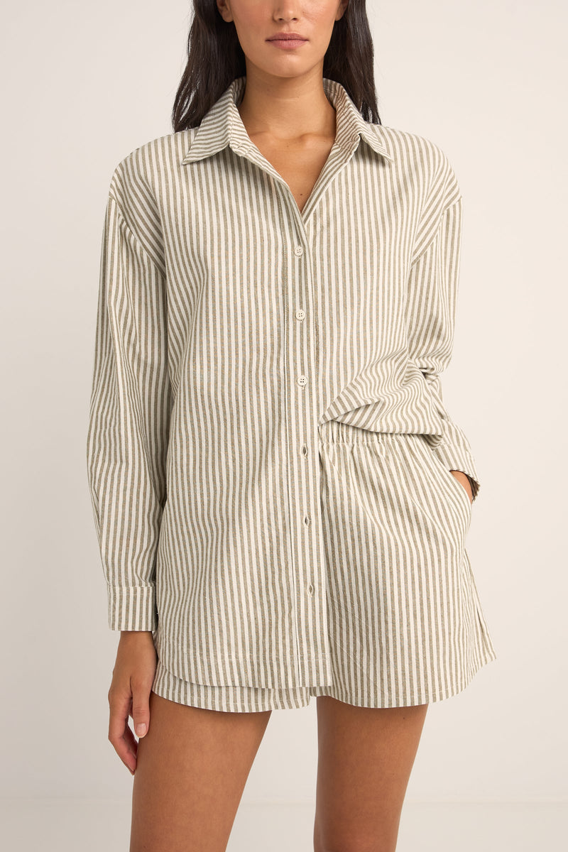 Valley Stripe Oversized Shirt Ivy