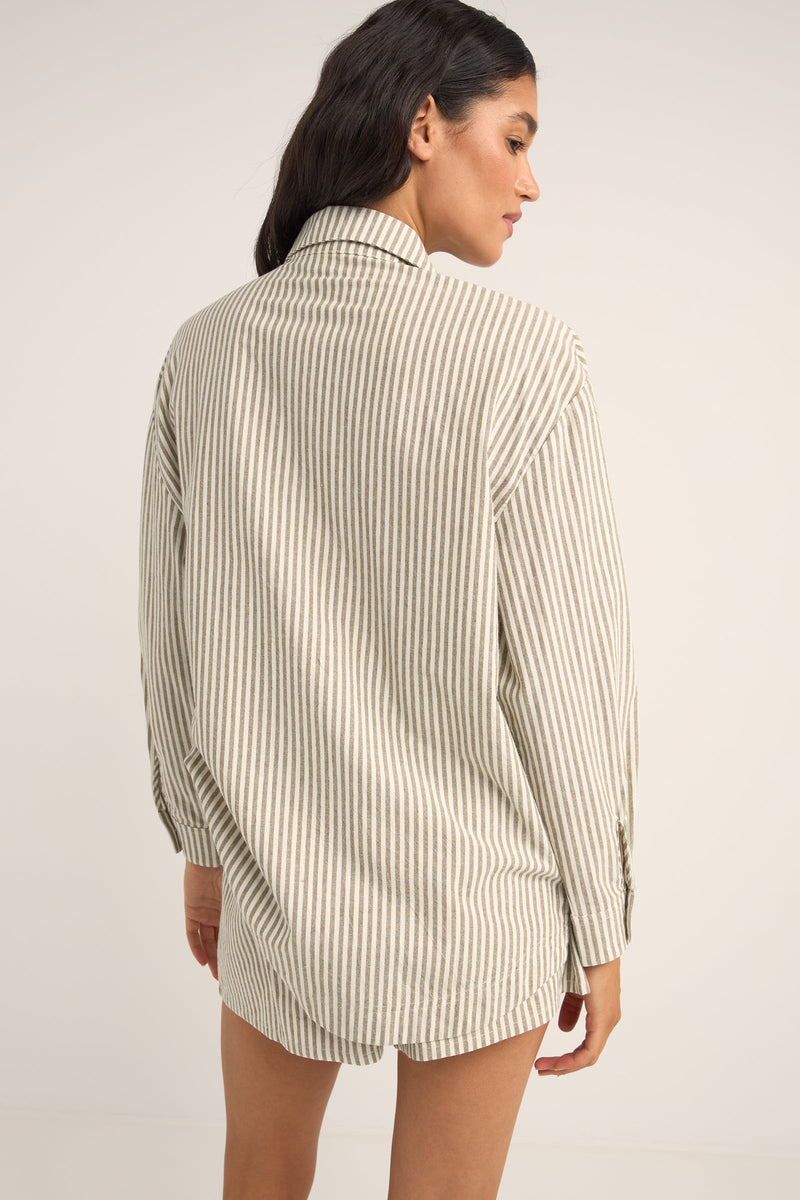 Valley Stripe Oversized Shirt Ivy