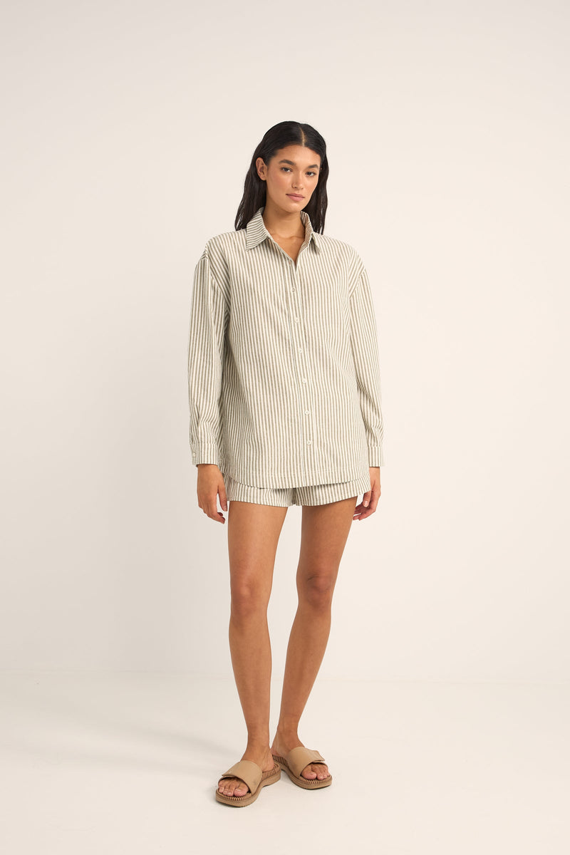 Valley Stripe Oversized Shirt Ivy