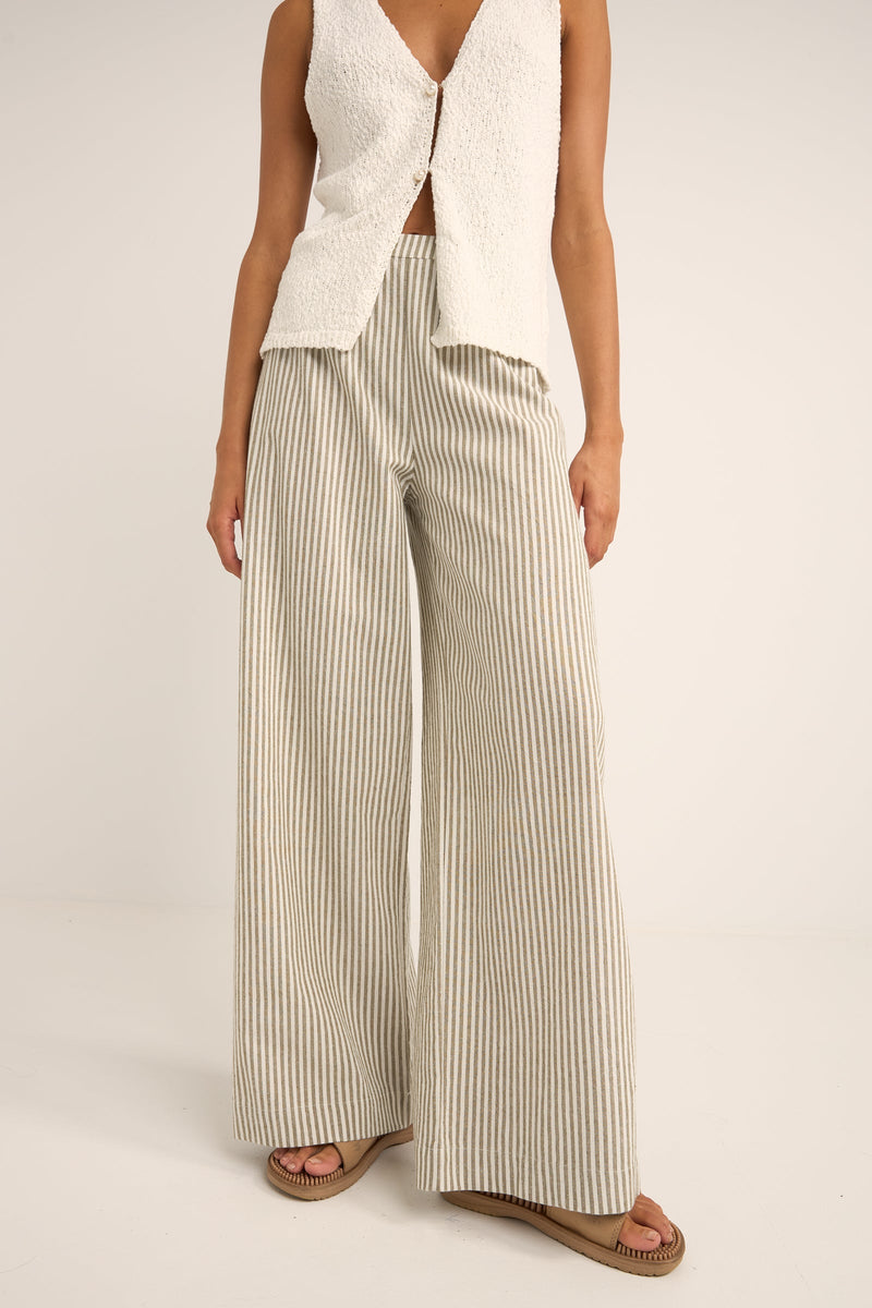 Valley Stripe Wide Leg Pant Ivy