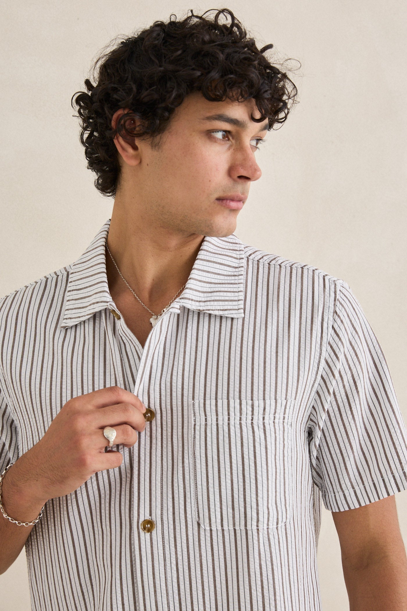 Seersucker Stripe Ss Shirt Cedar – Rhythm US