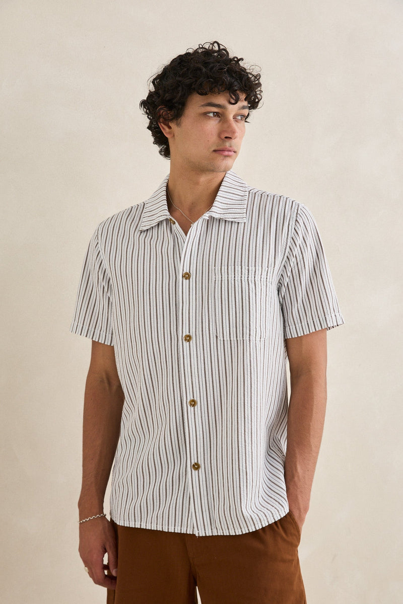 Seersucker Stripe Ss Shirt Cedar – Rhythm US