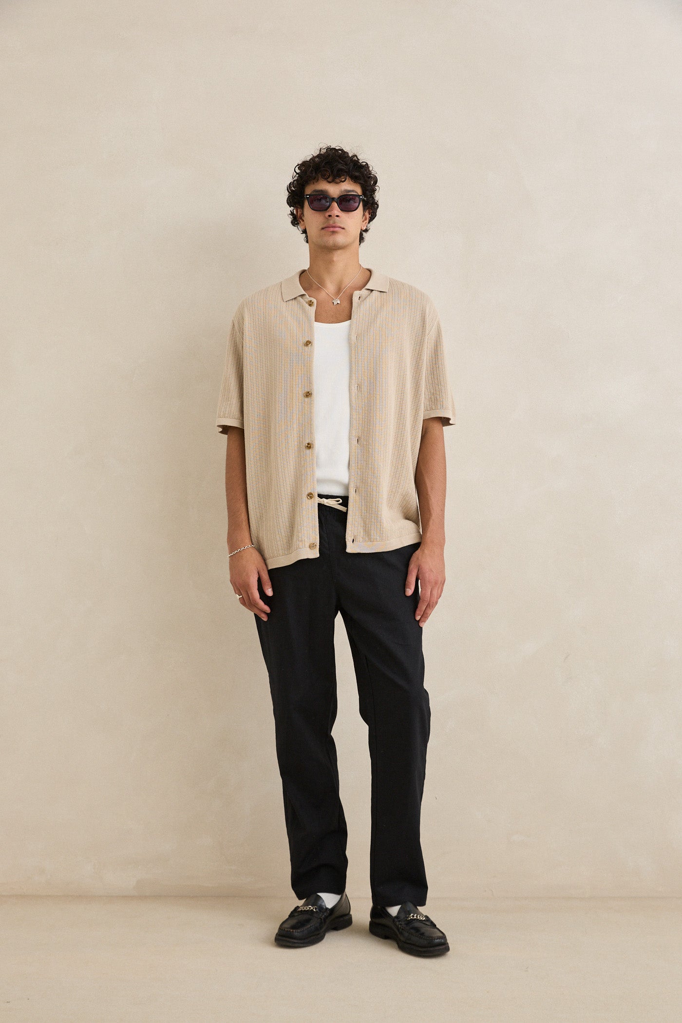 Rhythm Textured Knit Shirt - Stone Rhythm Textured Knit Shirt - Stone