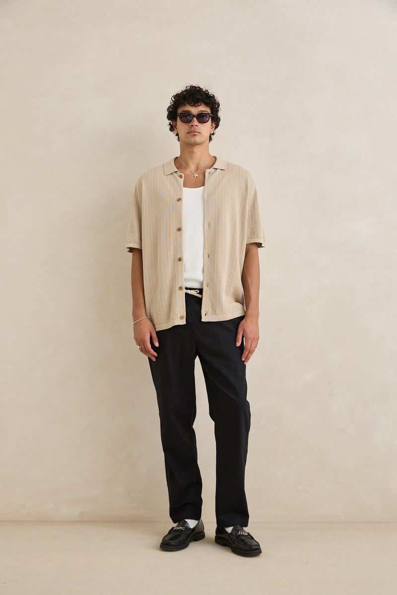 Textured Knit Ss Shirt Stone – Rhythm US