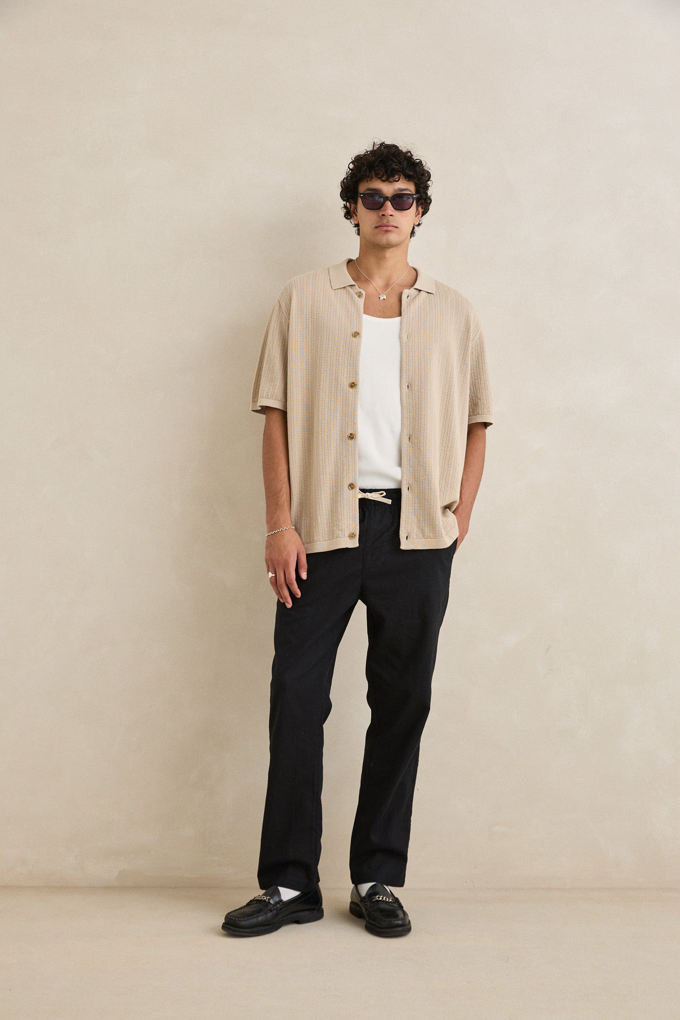 Textured Knit Ss Shirt Stone – Rhythm US