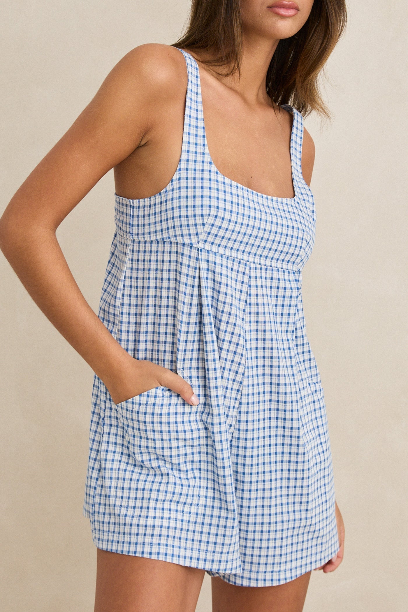 Lola Check Romper Blue – Rhythm US