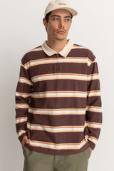 Vintage Stripe Polo Ls T Shirt Chocolate