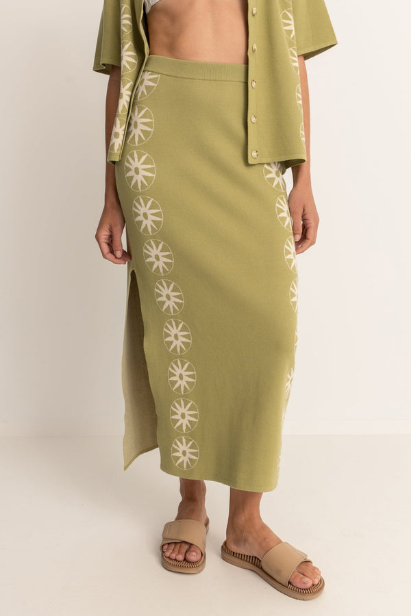 Horizon Knit Midi Skirt Palm