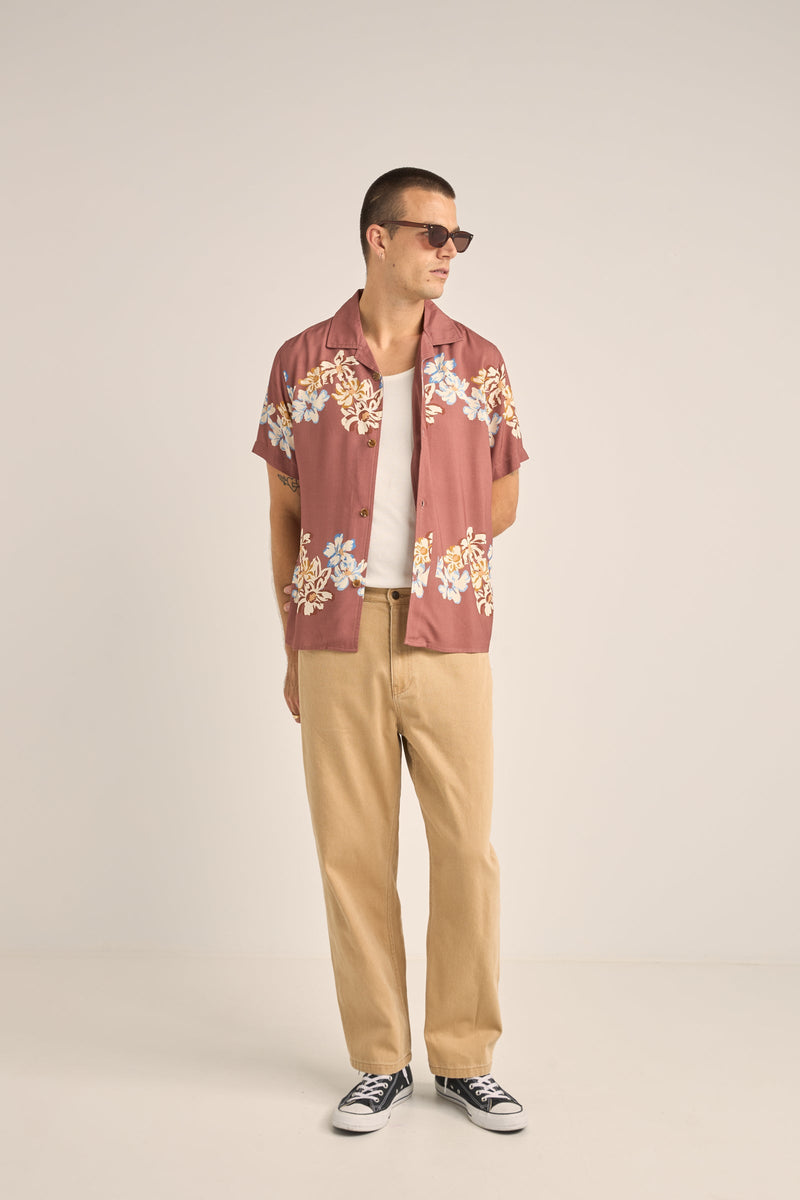 Vacation Floral Ss Shirt Clay