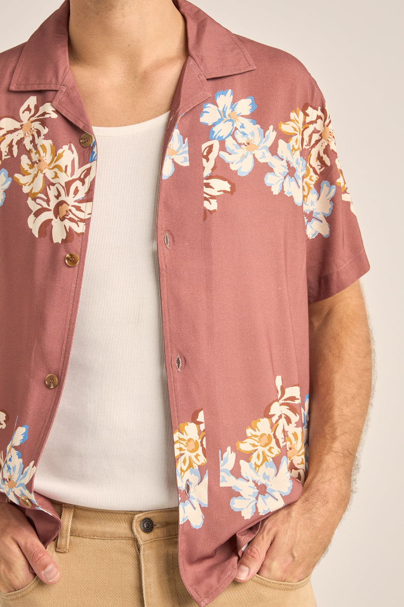 Vacation Floral Ss Shirt Clay