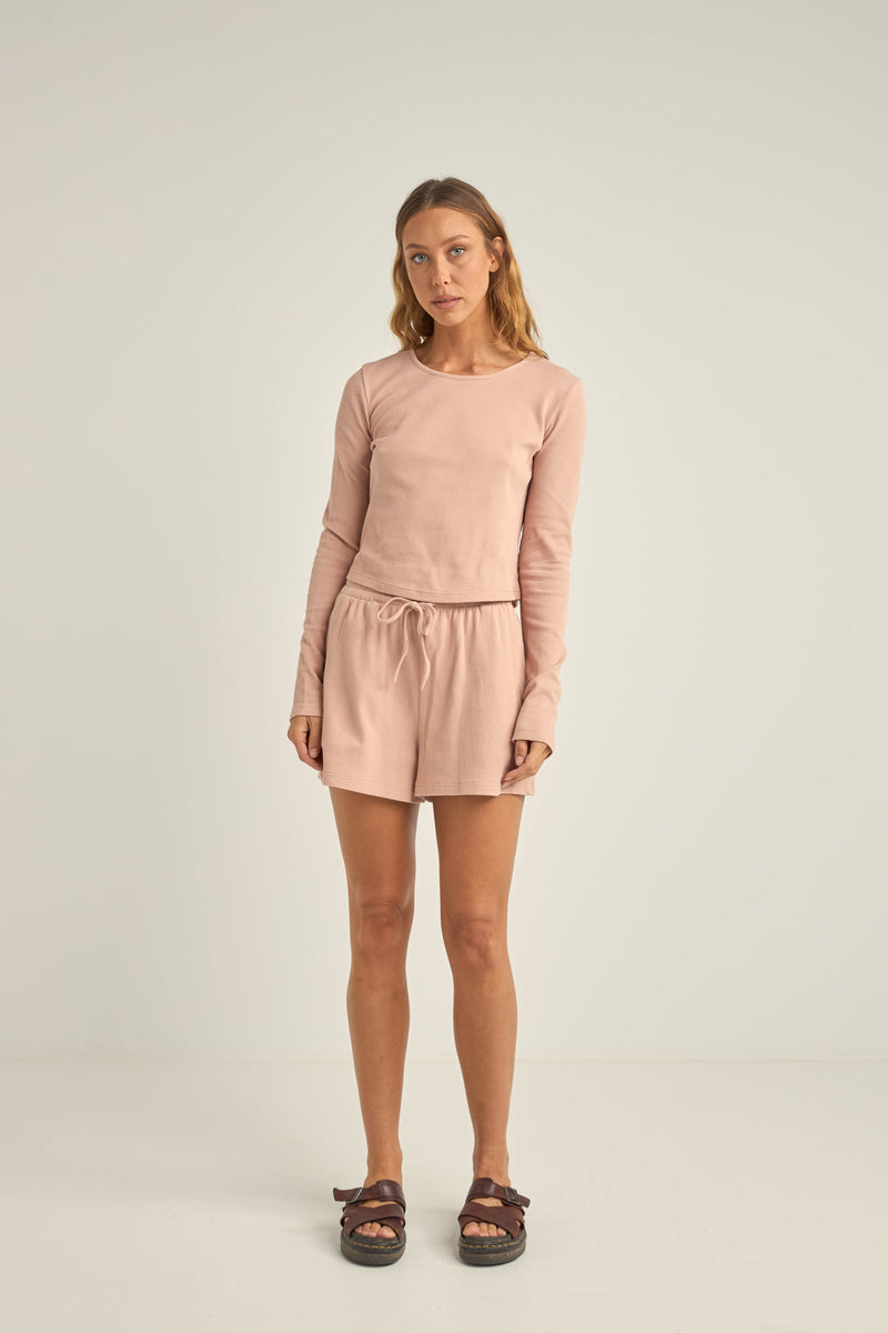 Hunter Waffle Knit Short Dusty Pink