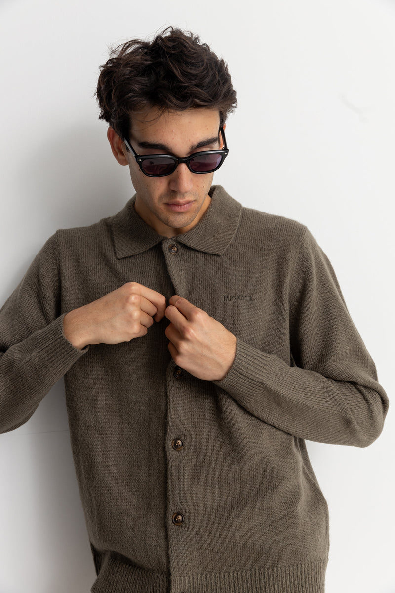 Mohair Button Up Knit Olive