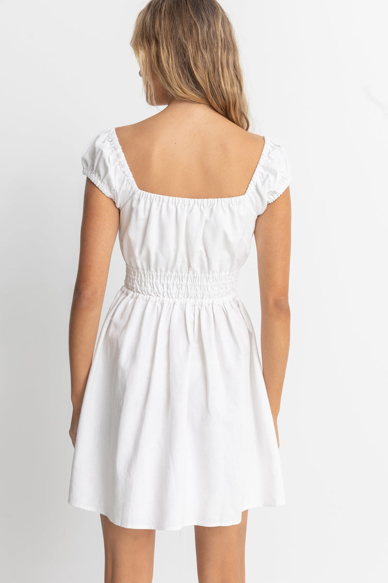 Washed Out Cap Sleeve Mini Dress White