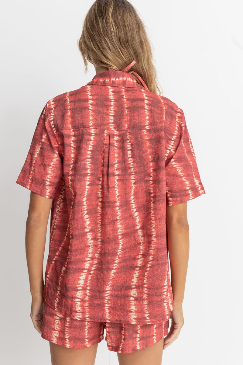 Sahara Tie Dye Short Sleeve Shirt Red