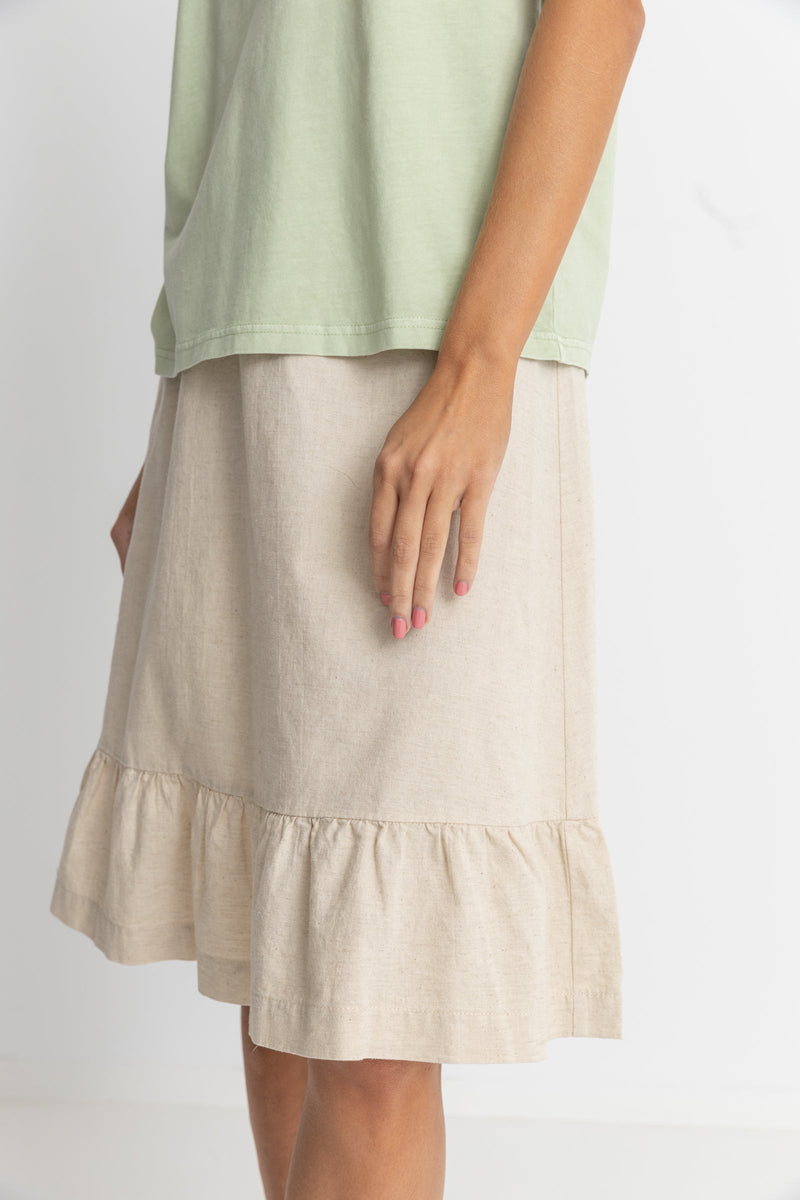 Jyoti Tiered Midi Skirt Natural