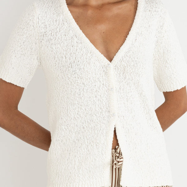 aereアエレ　choker summer knit cardigan ホワイト Adele Short Sleeve Knit Cardigan – Rhythm US