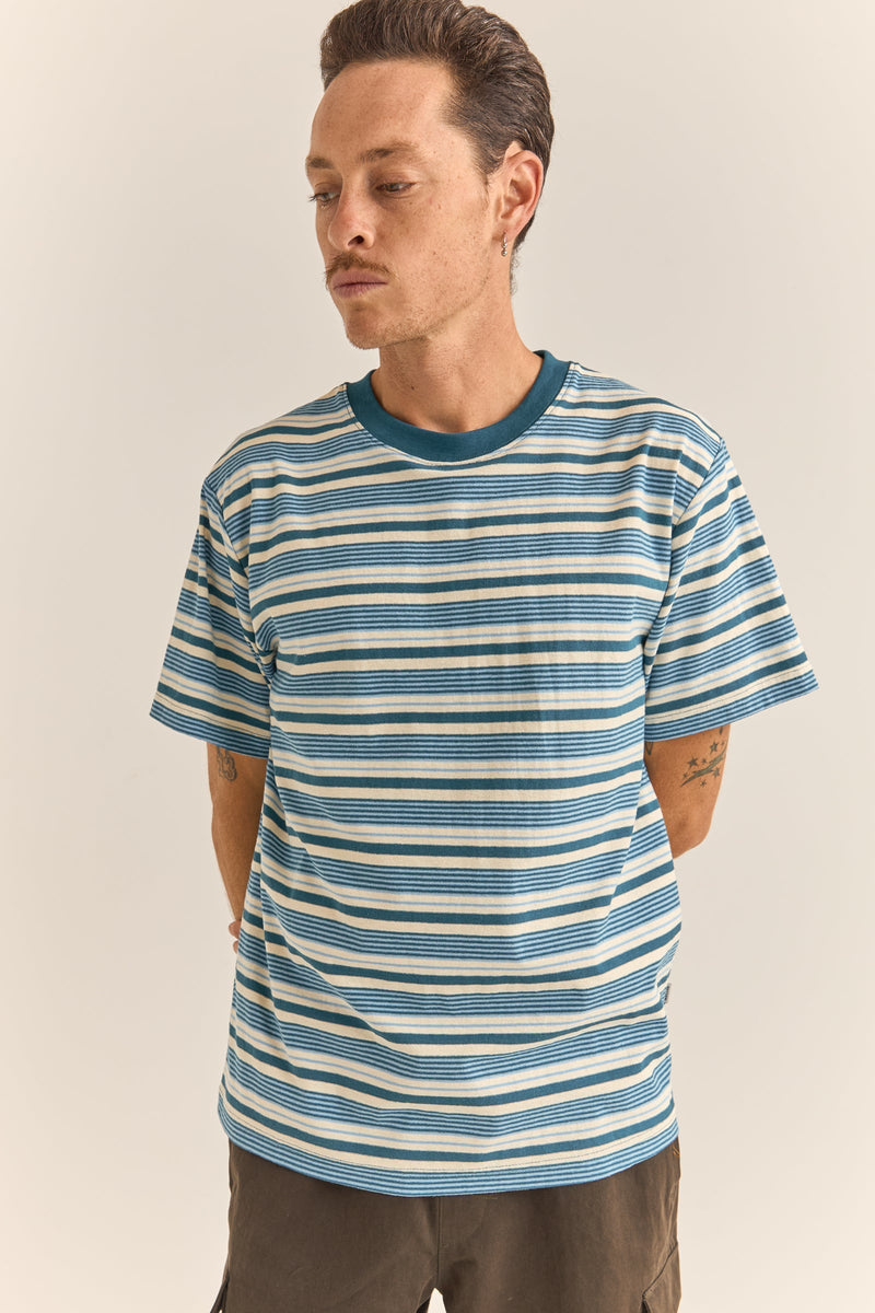 Vintage Stripe Ss T-Shirt Mineral Blue