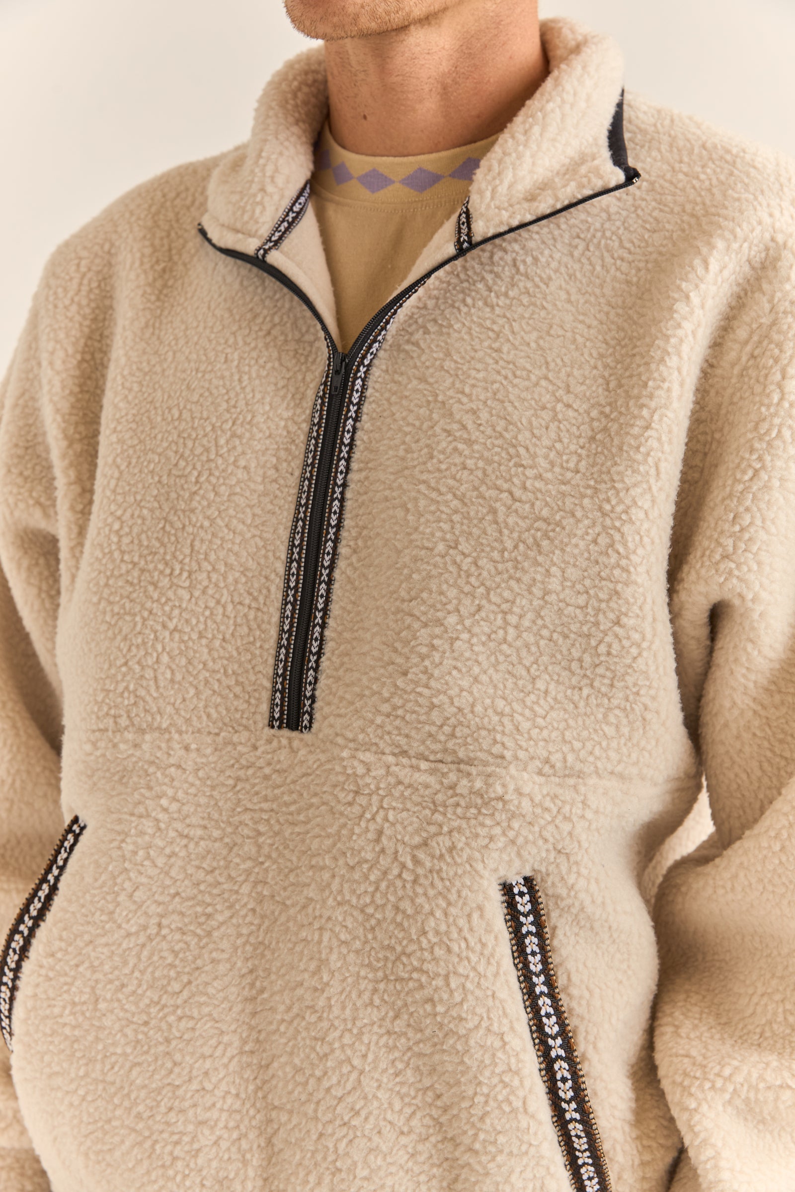 Beige sherpa pullover hotsell