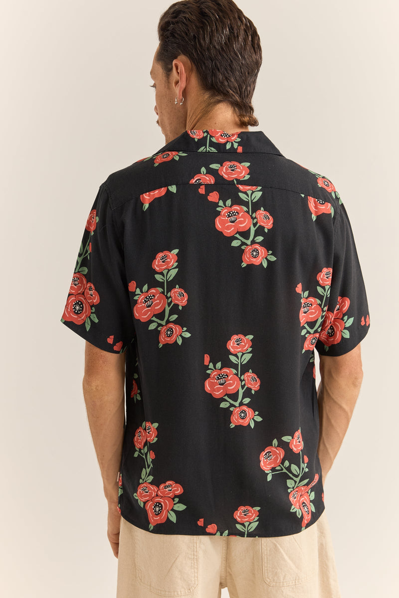 Floral Ss Shirt Vinatge Black