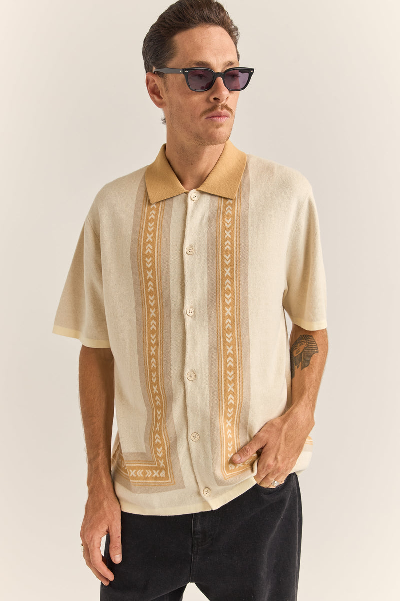 Loma Knitted Ss Shirt Natural