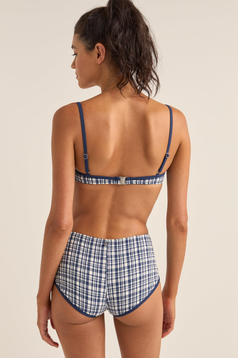 London Check Underwire Top Navy