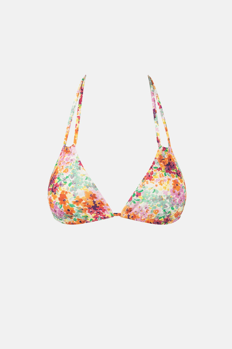 Sierra Floral Double Strap Tri Top Orange