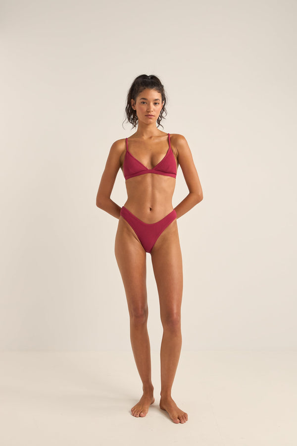 Isla Rib Bralette Top Sangria