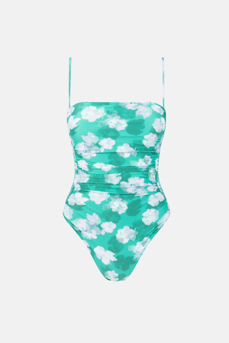 Bonita Floral Scrunched Side One Piece Green