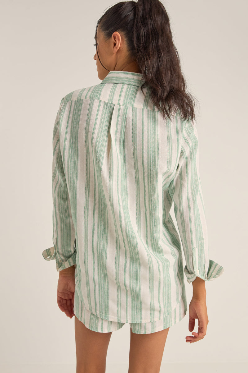 Dinero Stripe Beach Shirt Green