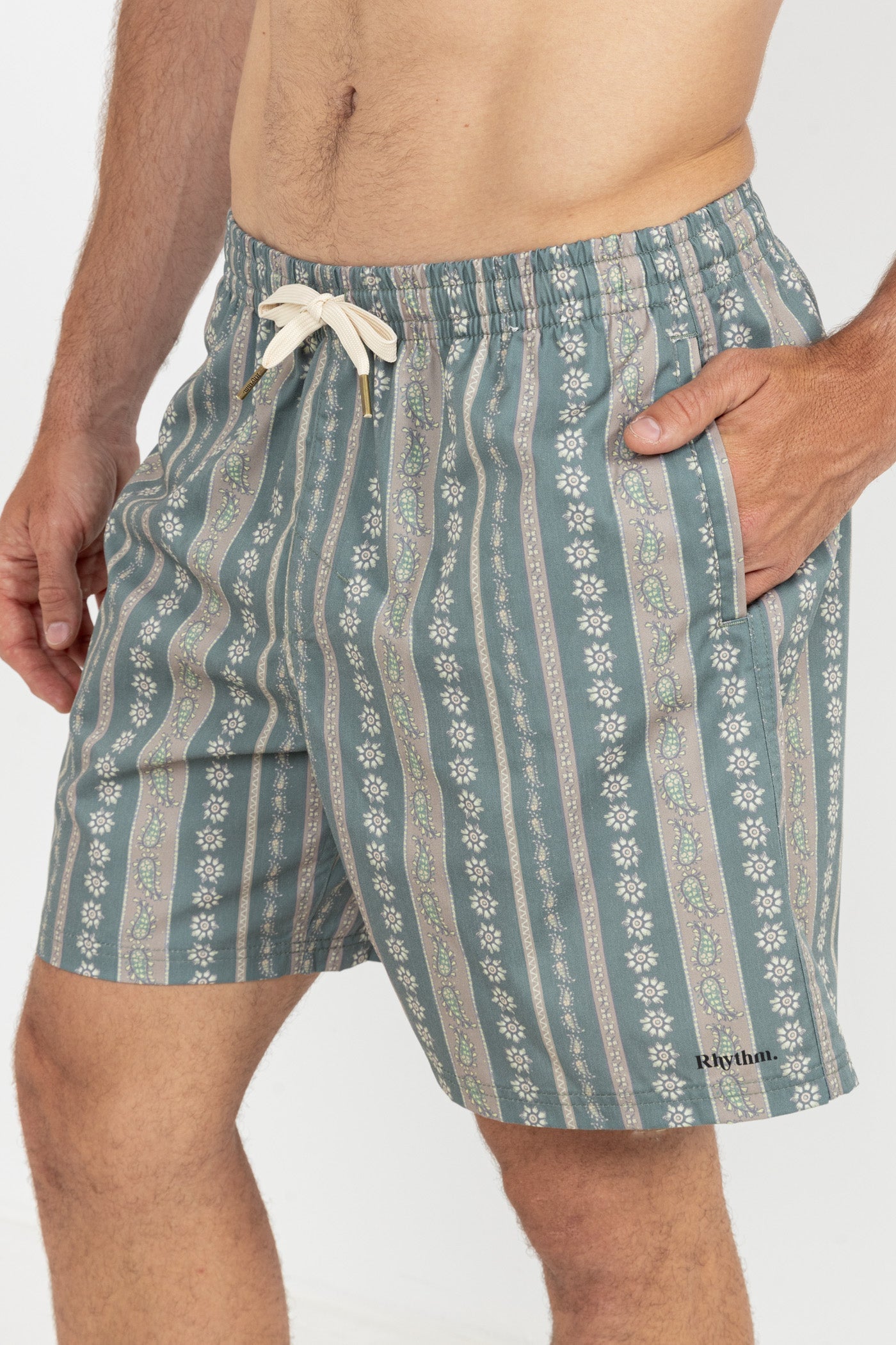 Paisley Stripe Beach Short Olive – Rhythm US