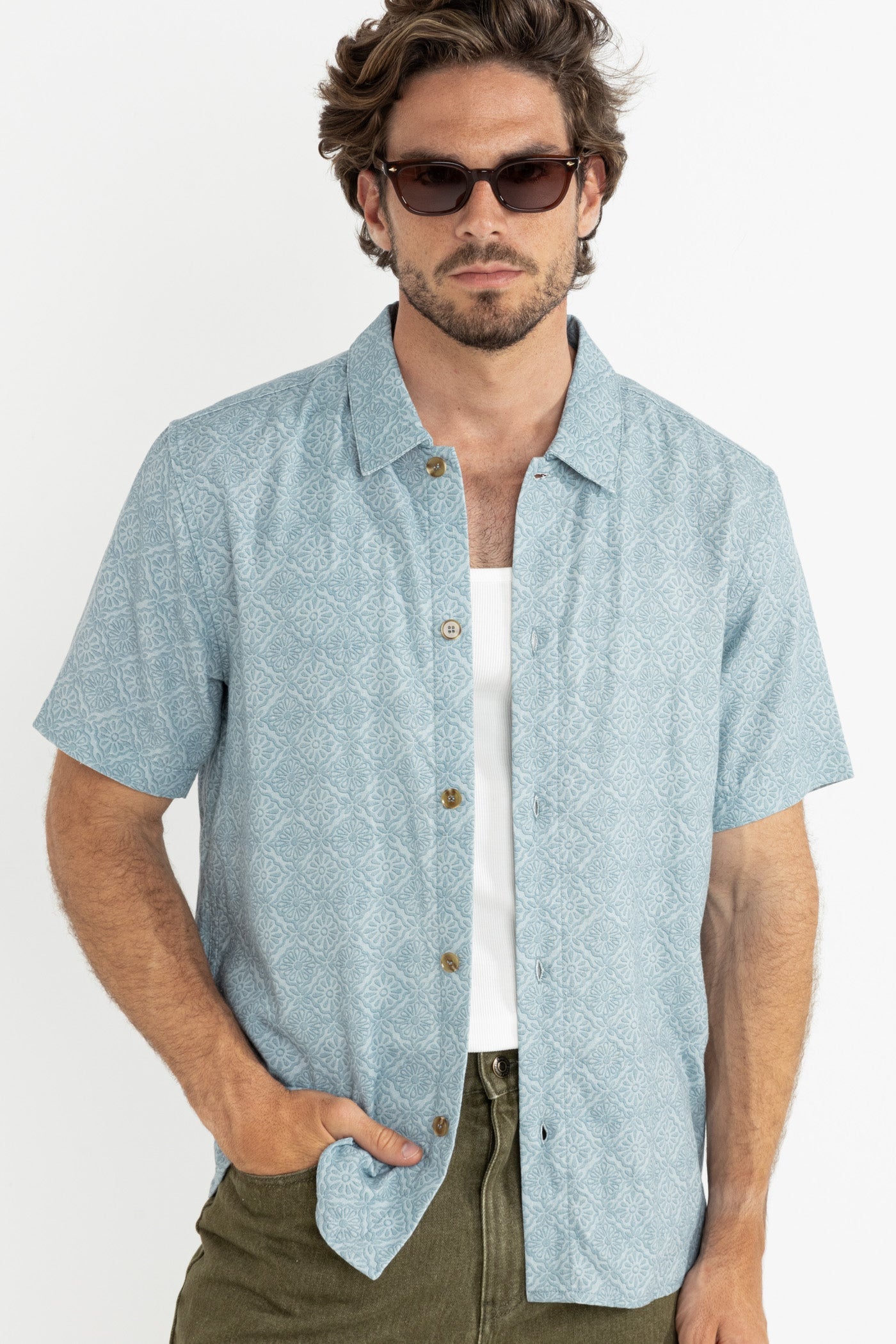 Tile Ss Shirt Blue – Rhythm US