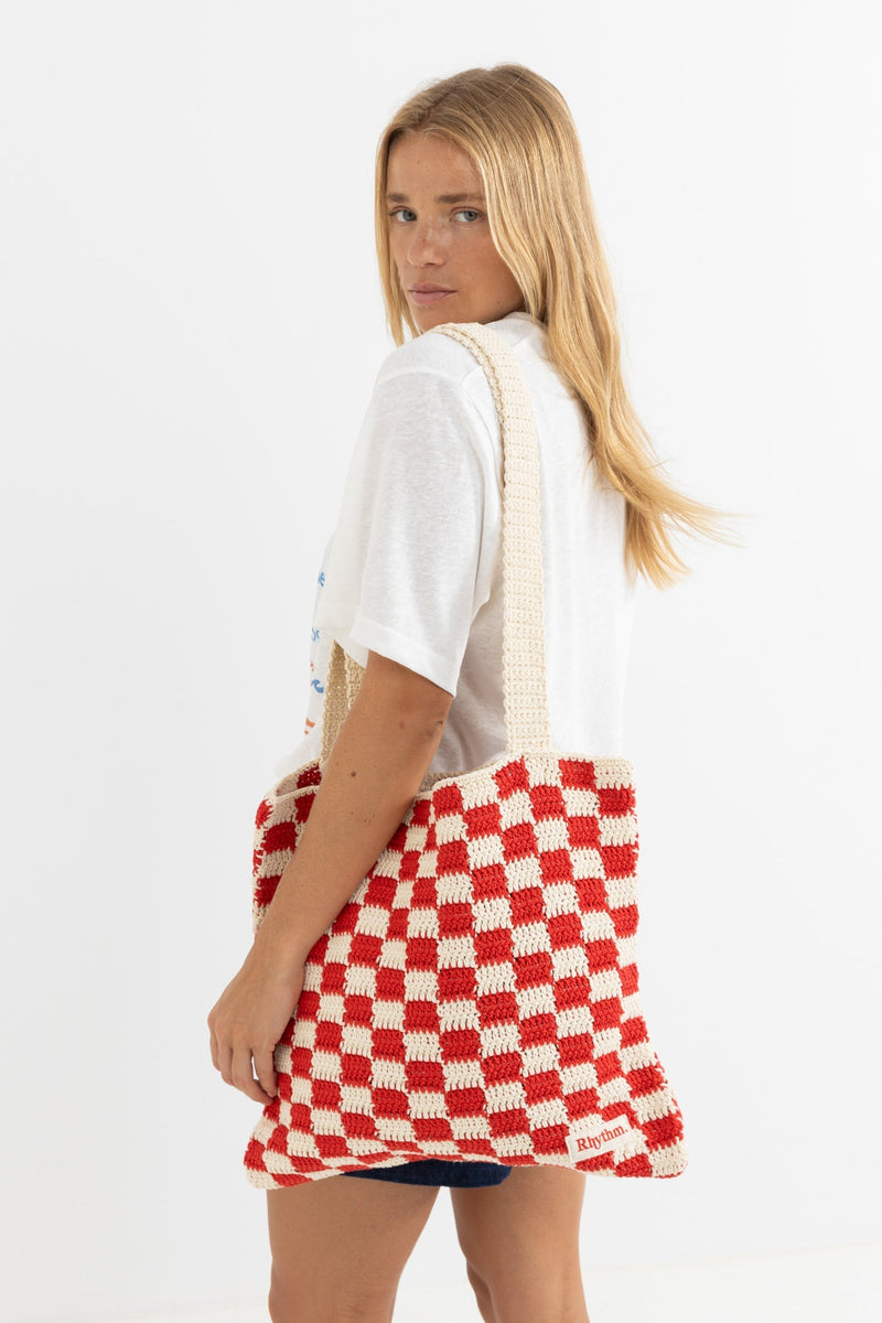 Lola Check Crochet Tote Bag