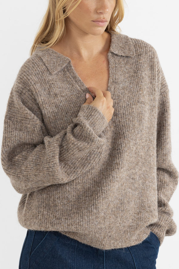 Quinn V-Neck Collared Jumper