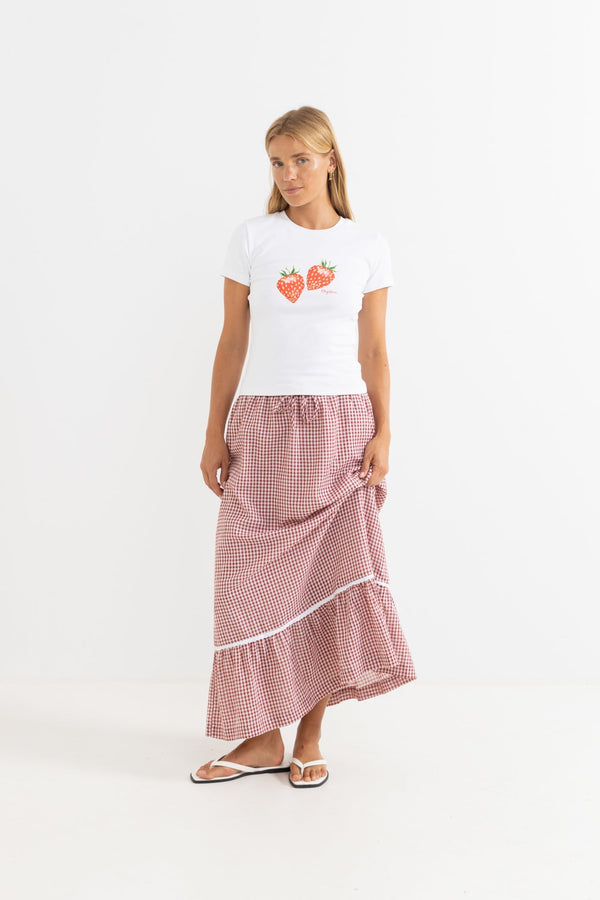 Lola Check Tiered Maxi Skirt