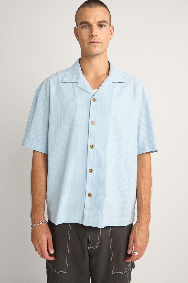 Relaxed Stripe Ss Shirt Blue