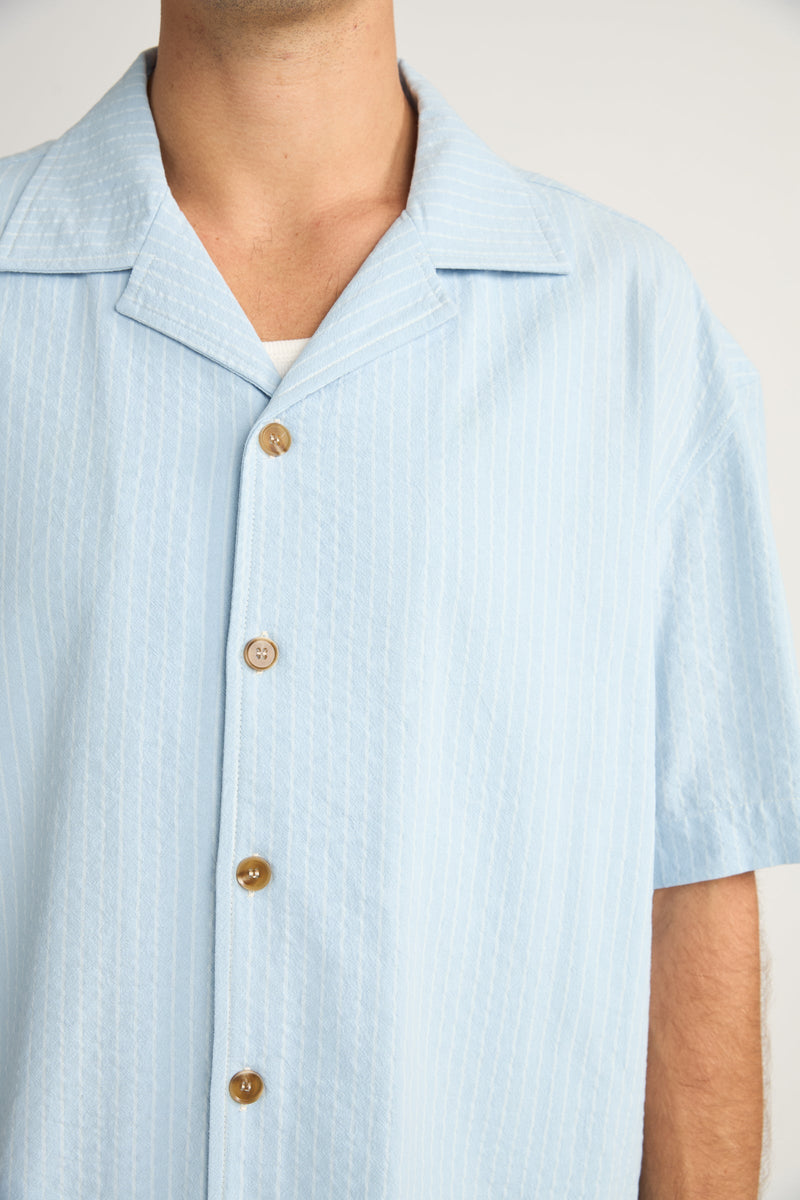 Relaxed Stripe Ss Shirt Blue