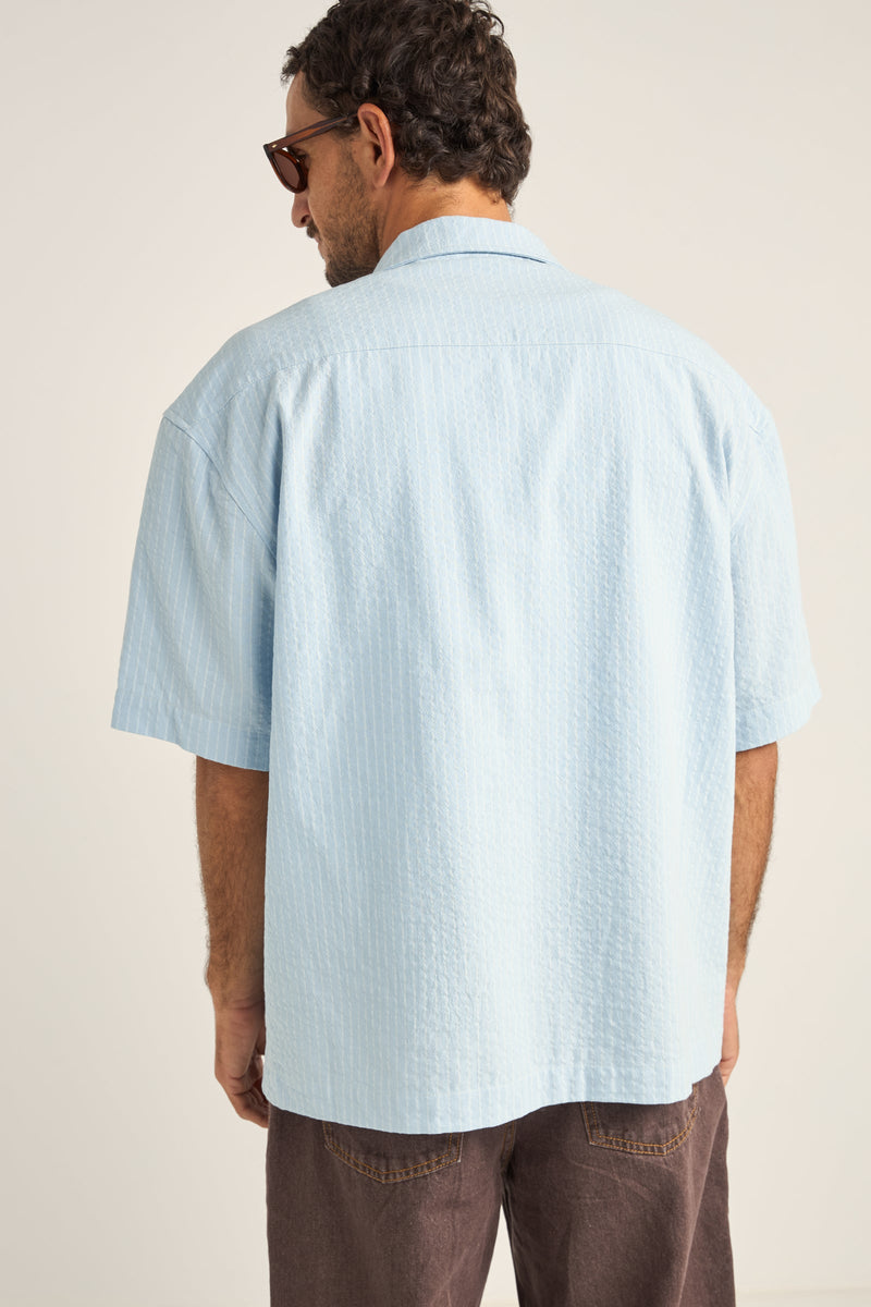 Relaxed Stripe Ss Shirt Blue